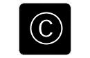 ein weißes "Copyright"-Symbol in einem schwarzen abgerundeten Quadrat